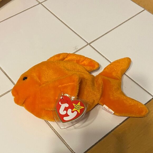 Ty Beanie Baby Goldie Bright Orange Fish Plush Toy, 1NN - Picture 2 of 3